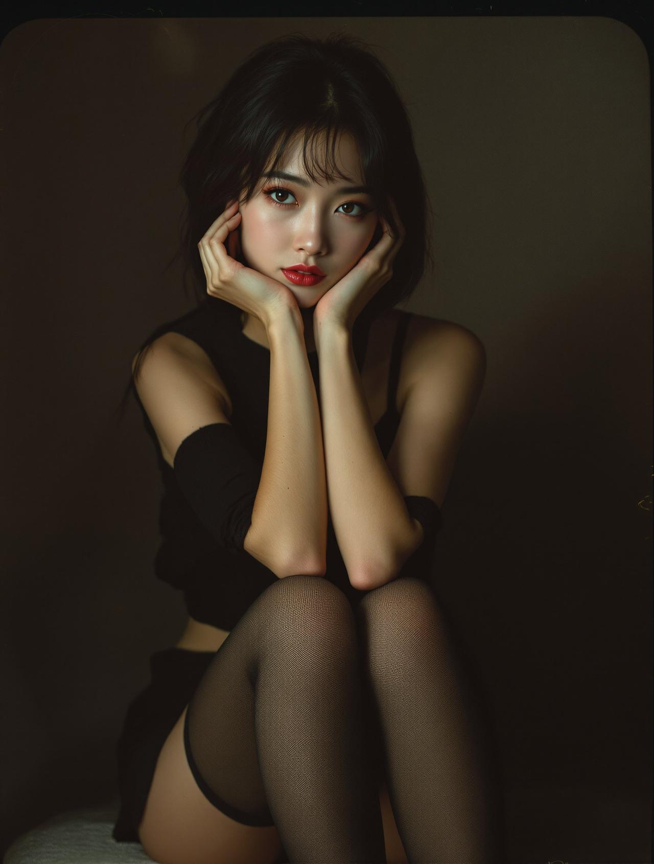 美女人体艺术写真校服：图书馆角落